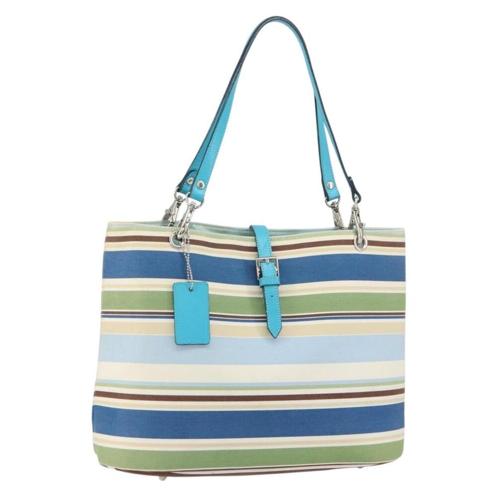 BURBERRY Tote Bag Canvas Blue Silver Auth 161168 - Picture 1 of 16